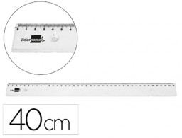 Regla Liderpapel plástico irrompible transparente 40cm.